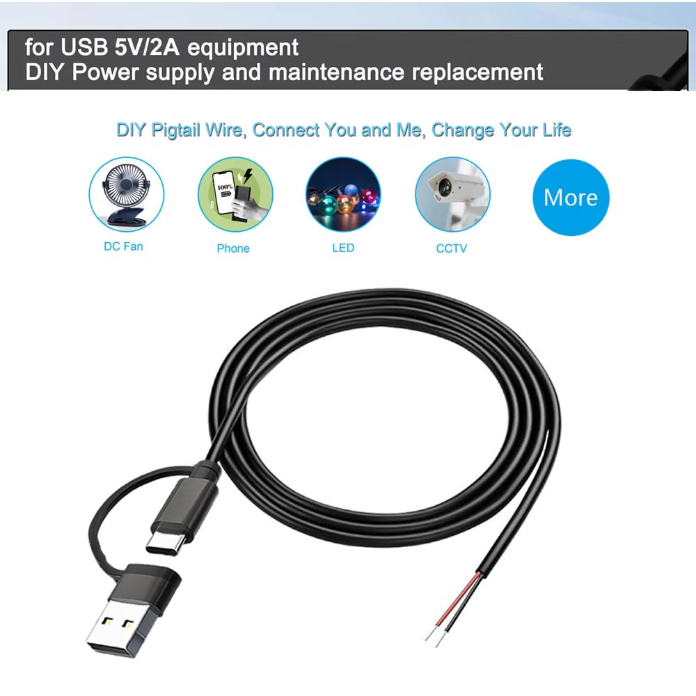 DC 2-poliges Stromkabel USB un – Electronics Repair Gadgets Bewertung und Preis